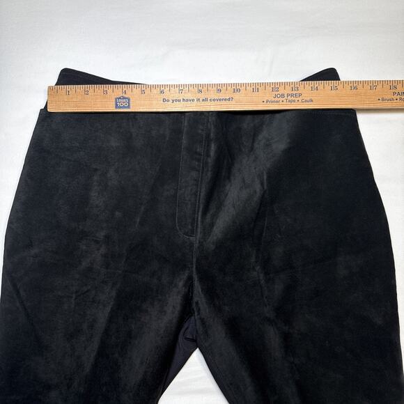 Revue Womens Sz 14 Black Suede 100% Leather Front Pants Stretch Straight Leg NWT - Picture 7 of 14